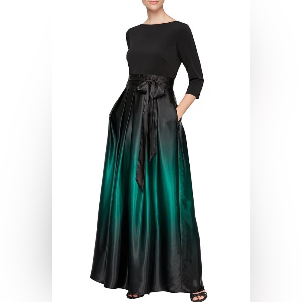 SLNY Women's dress Ombre Satin Long Evening Gown, size 8